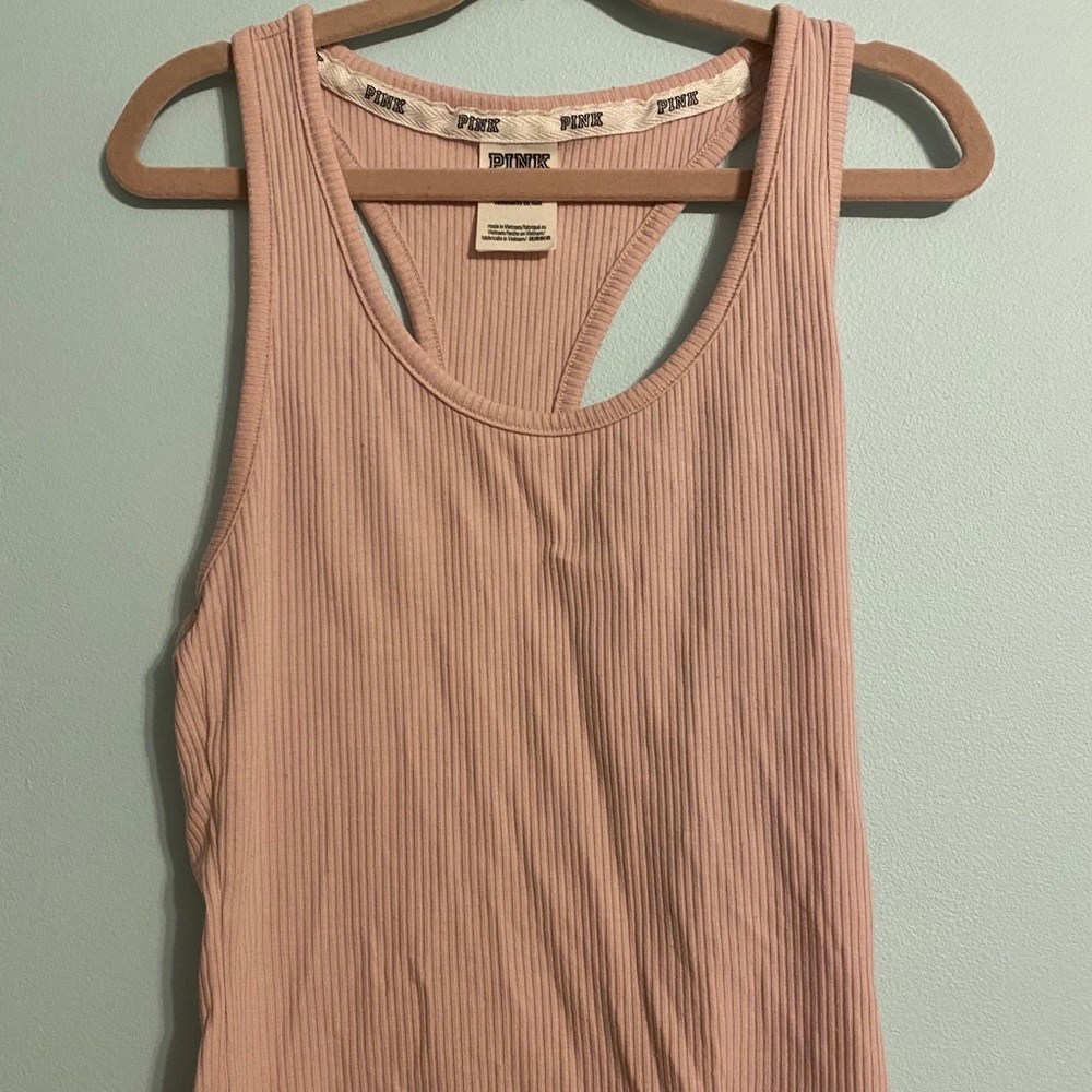 vs pink ribbed tank top